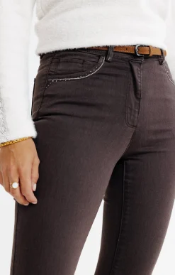Pantalons<Armand Thiery Pantalon détail strass - Chocolat