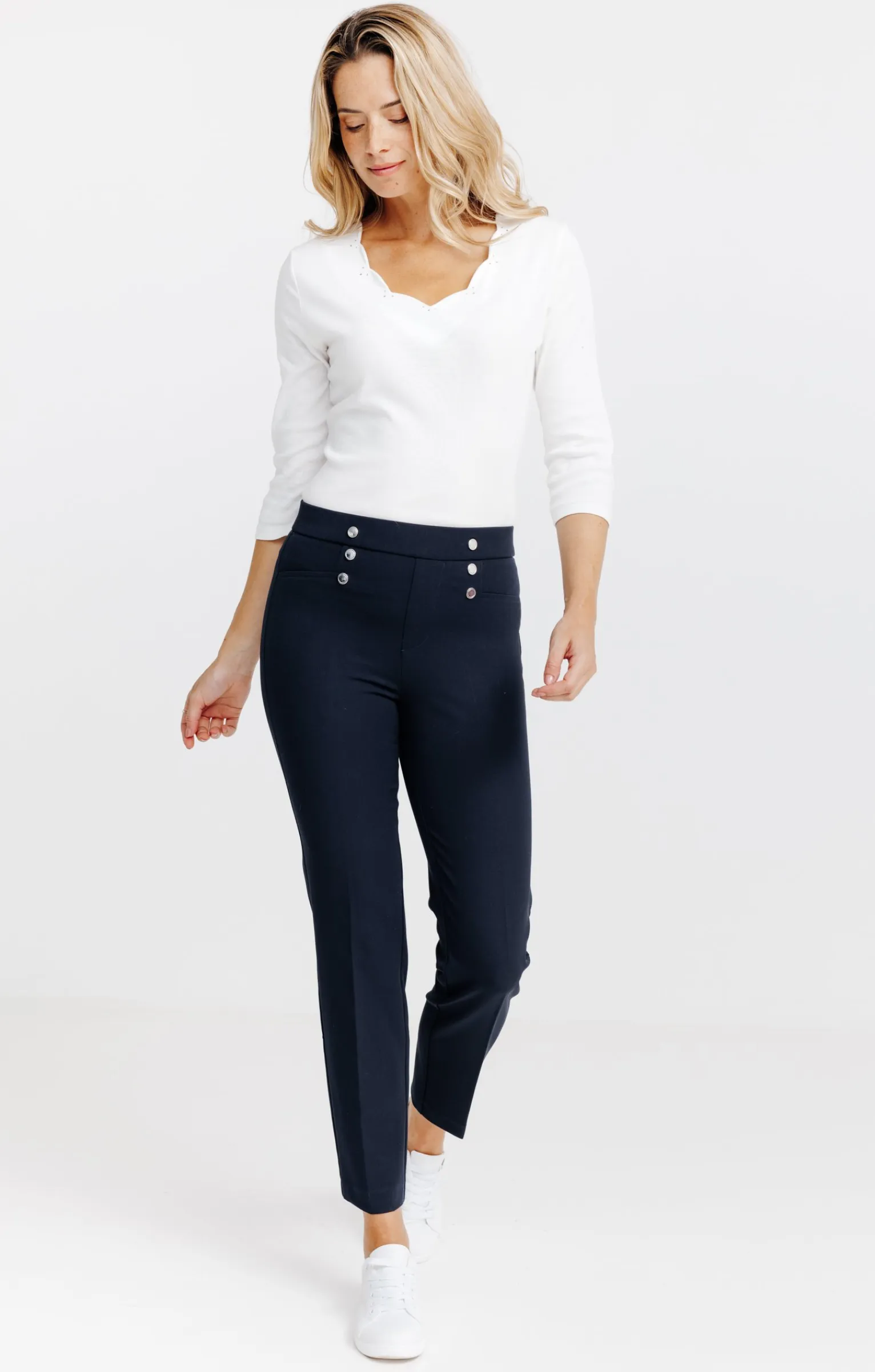 Pantalons<Armand Thiery PANTALON EN LORENZO CEINTURE TREGGING - Marine