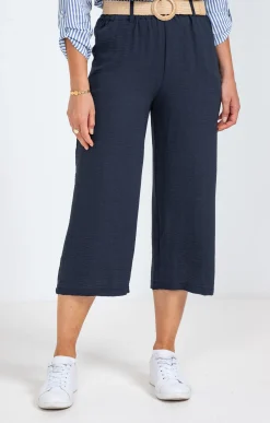 Pantalons<Armand Thiery Pantalon large fluide ceinture rafia - Marine