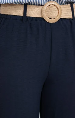 Pantalons<Armand Thiery Pantalon large fluide ceinture rafia - Marine