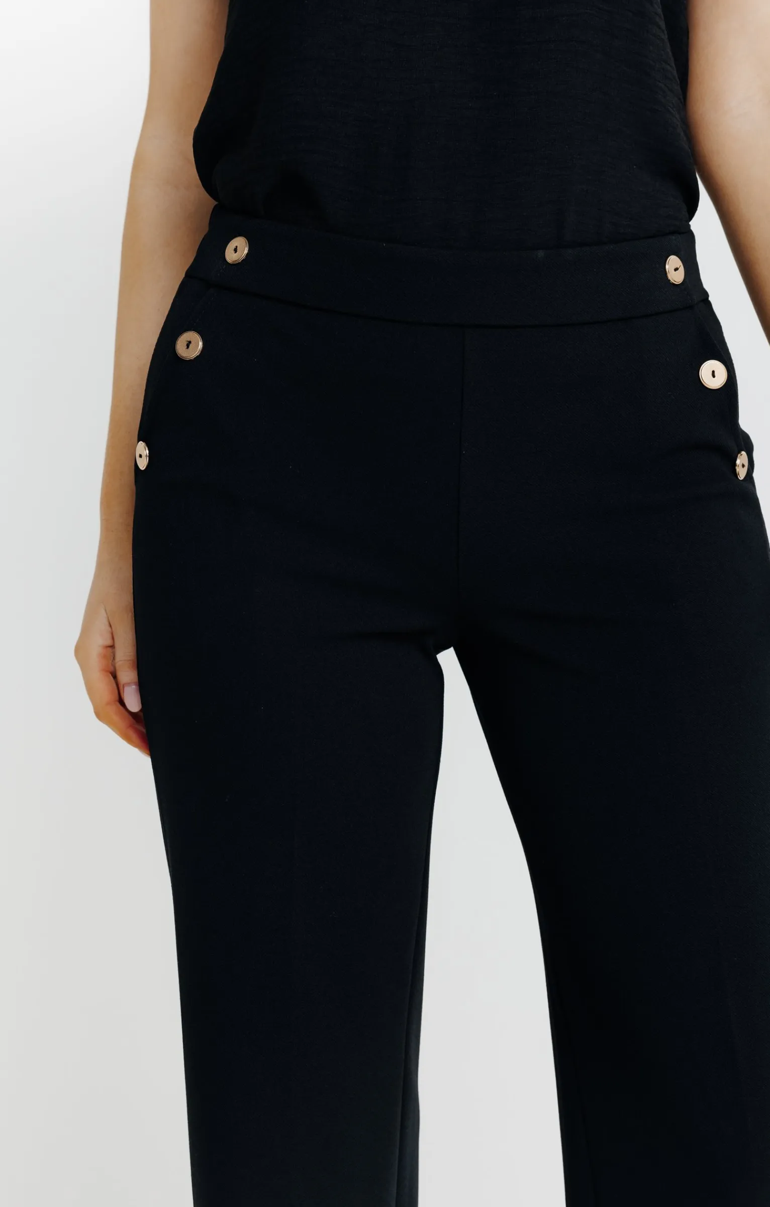 Pantalons<Armand Thiery pantalon maille large détail bouton doré - Noir