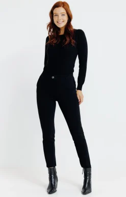 Pantalons<Armand Thiery pantalon maille slim bouton fantaisie - Noir