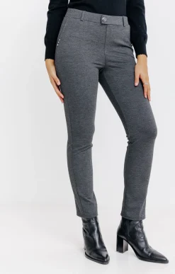 Pantalons<Armand Thiery pantalon maille slim bouton fantaisie - Anthracite