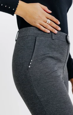 Pantalons<Armand Thiery pantalon maille slim bouton fantaisie - Anthracite