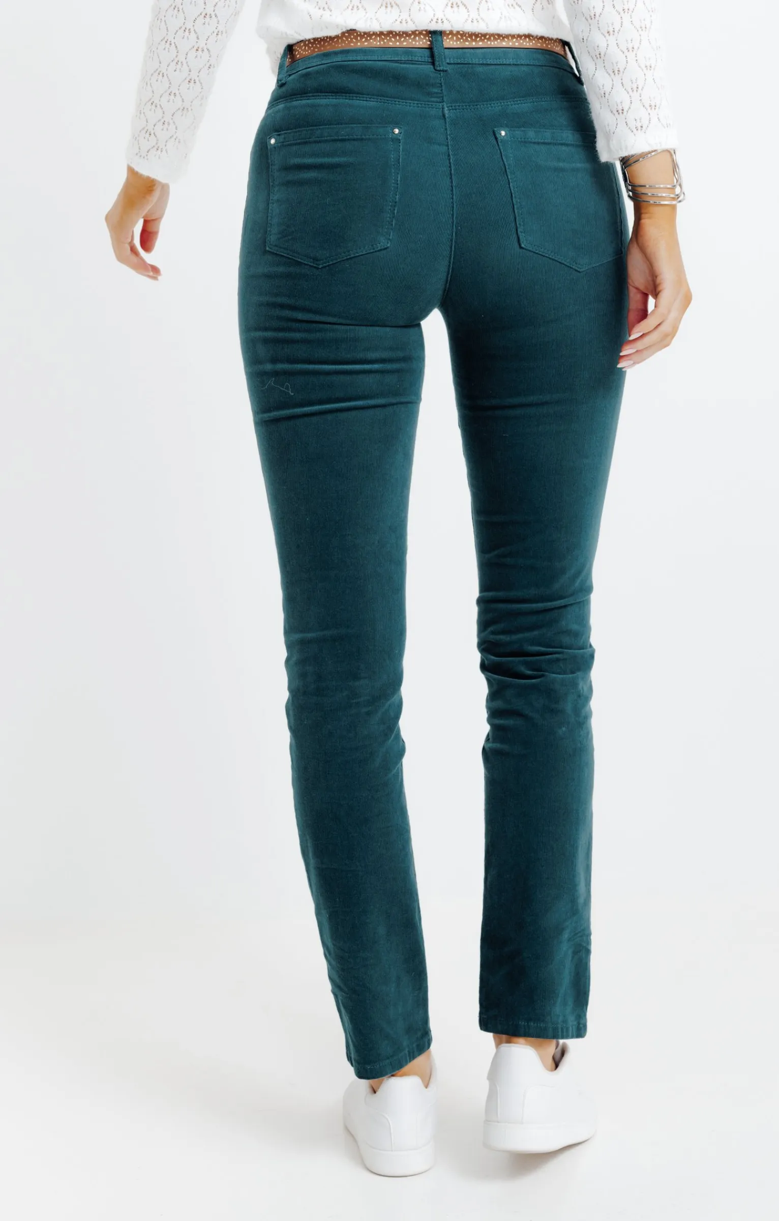 Pantalons<Armand Thiery Pantalon velours clouté avec ceinture - Sapin