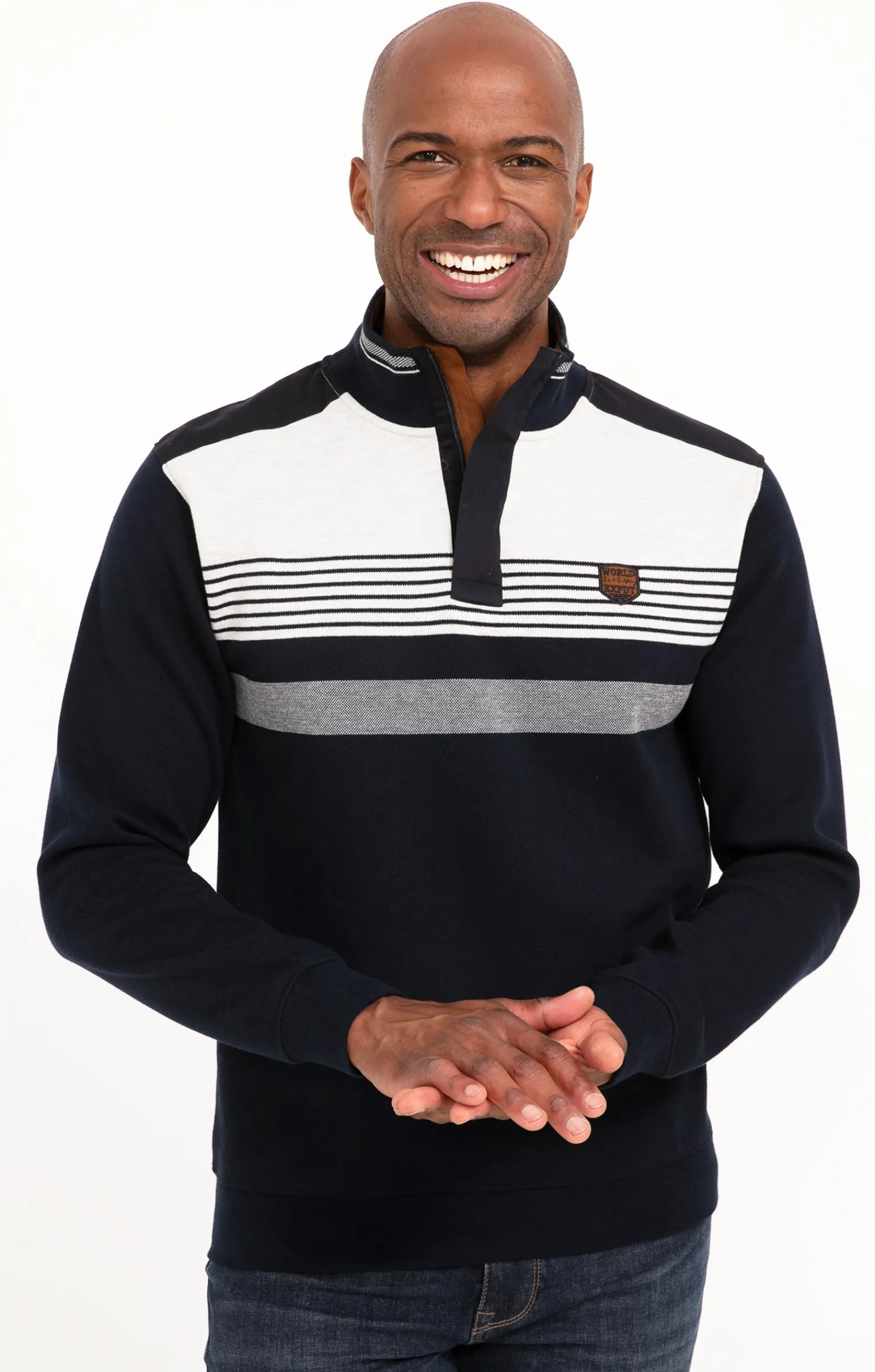 Polos & Tee-shirts<Armand Thiery Polo col montant manches longues Blanco - Marine
