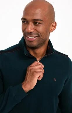 Polos & Tee-shirts<Armand Thiery Polo col montant manches longues Dolce - Pétrole