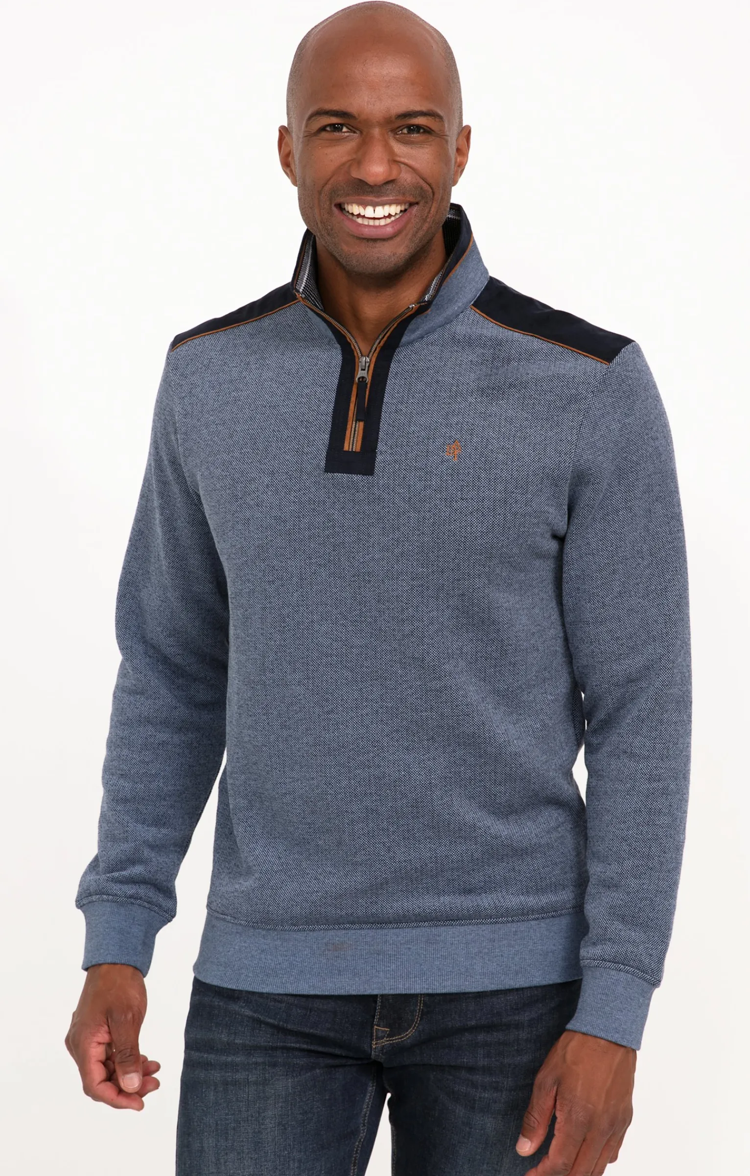 Polos & Tee-shirts<Armand Thiery Polo col montant manches longues - Bleudur