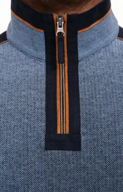 Polos & Tee-shirts<Armand Thiery Polo col montant manches longues - Bleudur