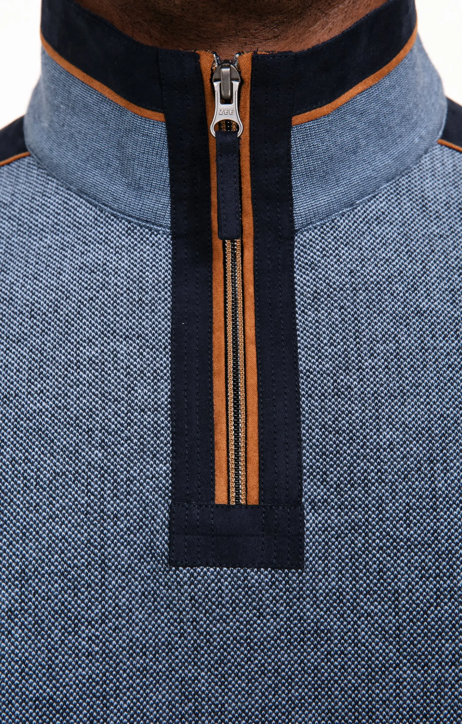 Polos & Tee-shirts<Armand Thiery Polo col montant manches longues - Bleudur