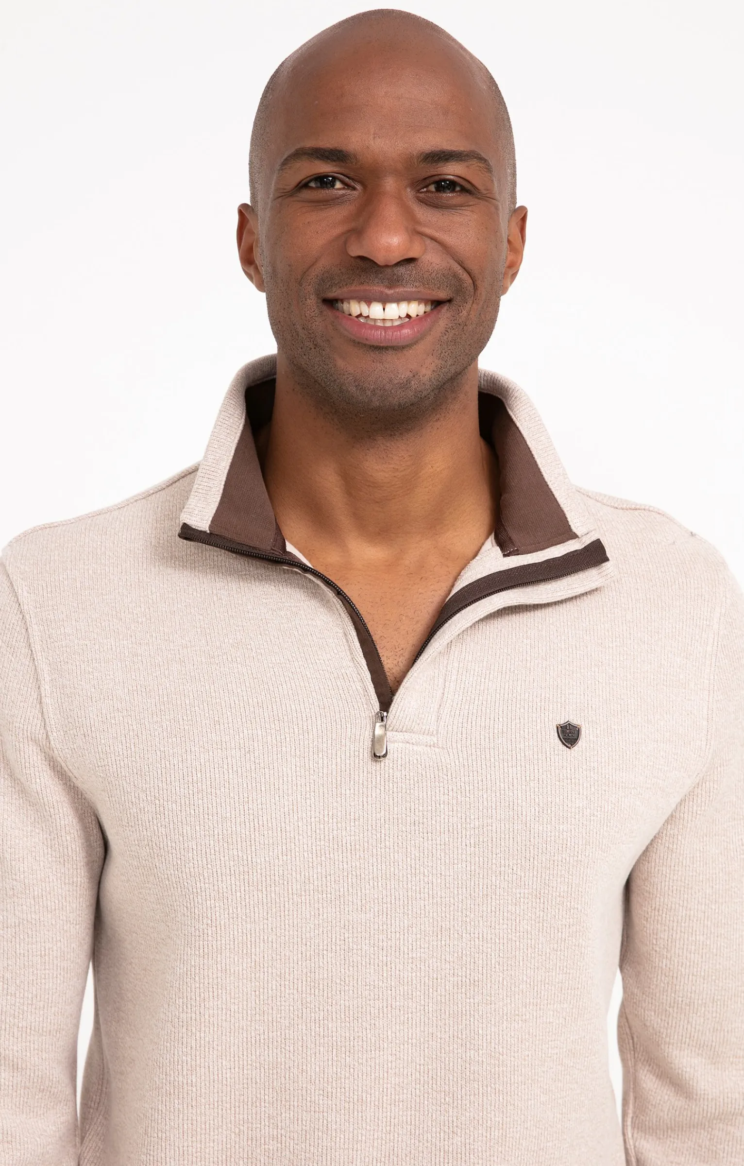 Polos & Tee-shirts<Armand Thiery Polo col montant manches longues Chaud - Beige