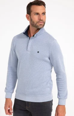 Polos & Tee-shirts<Armand Thiery Polo col montant manches longues Chaud - Bleuciel