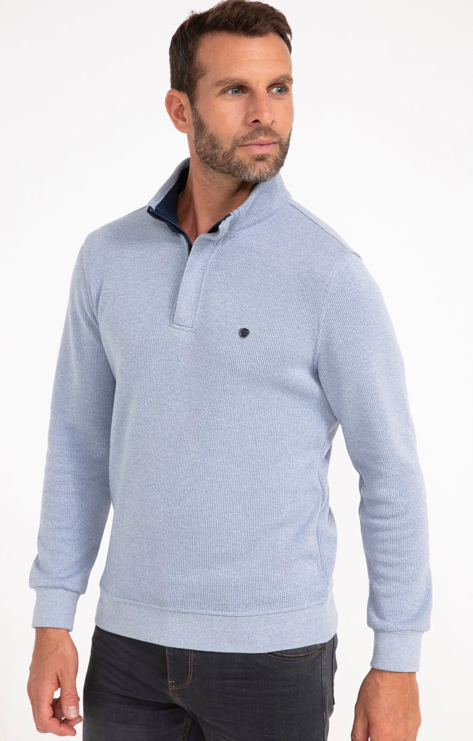 Polos & Tee-shirts<Armand Thiery Polo col montant manches longues Chaud - Bleuciel