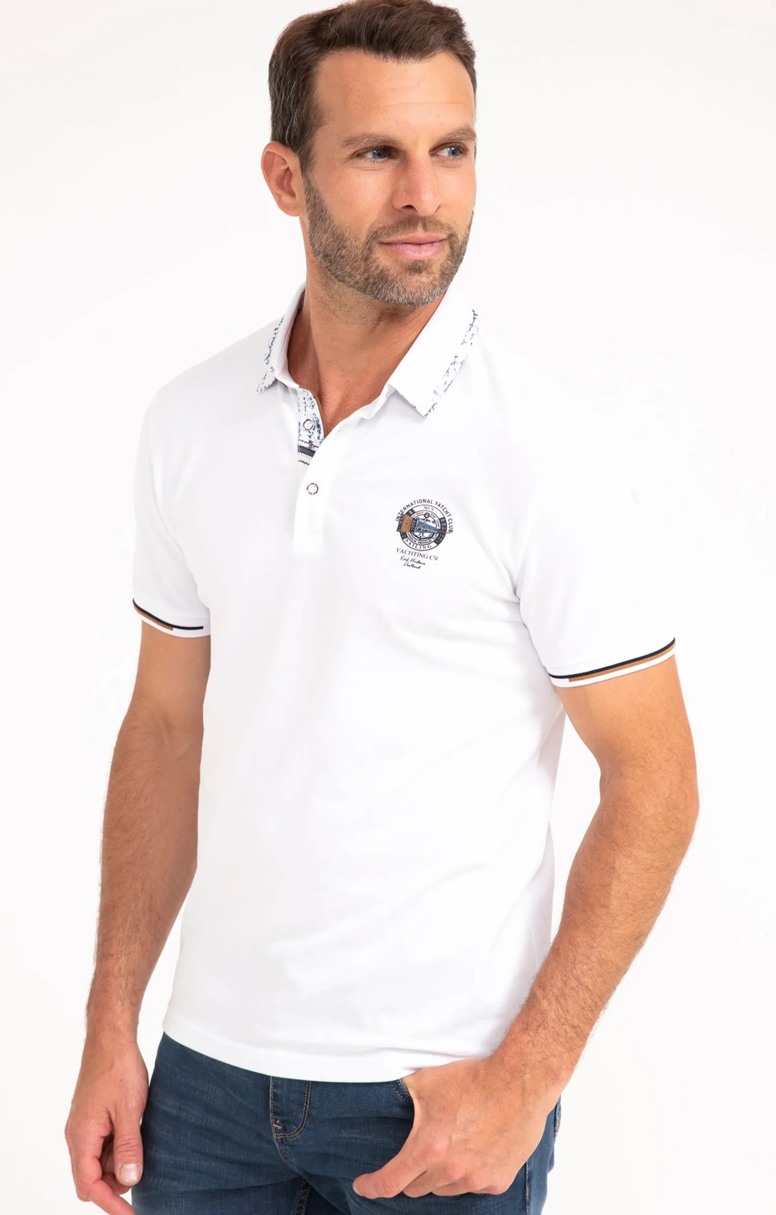Polos & Tee-shirts<Armand Thiery Polo manches courtes Badgy - Blanc