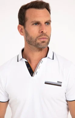 Polos & Tee-shirts<Armand Thiery Polo manches courtes Contrast - Blanc