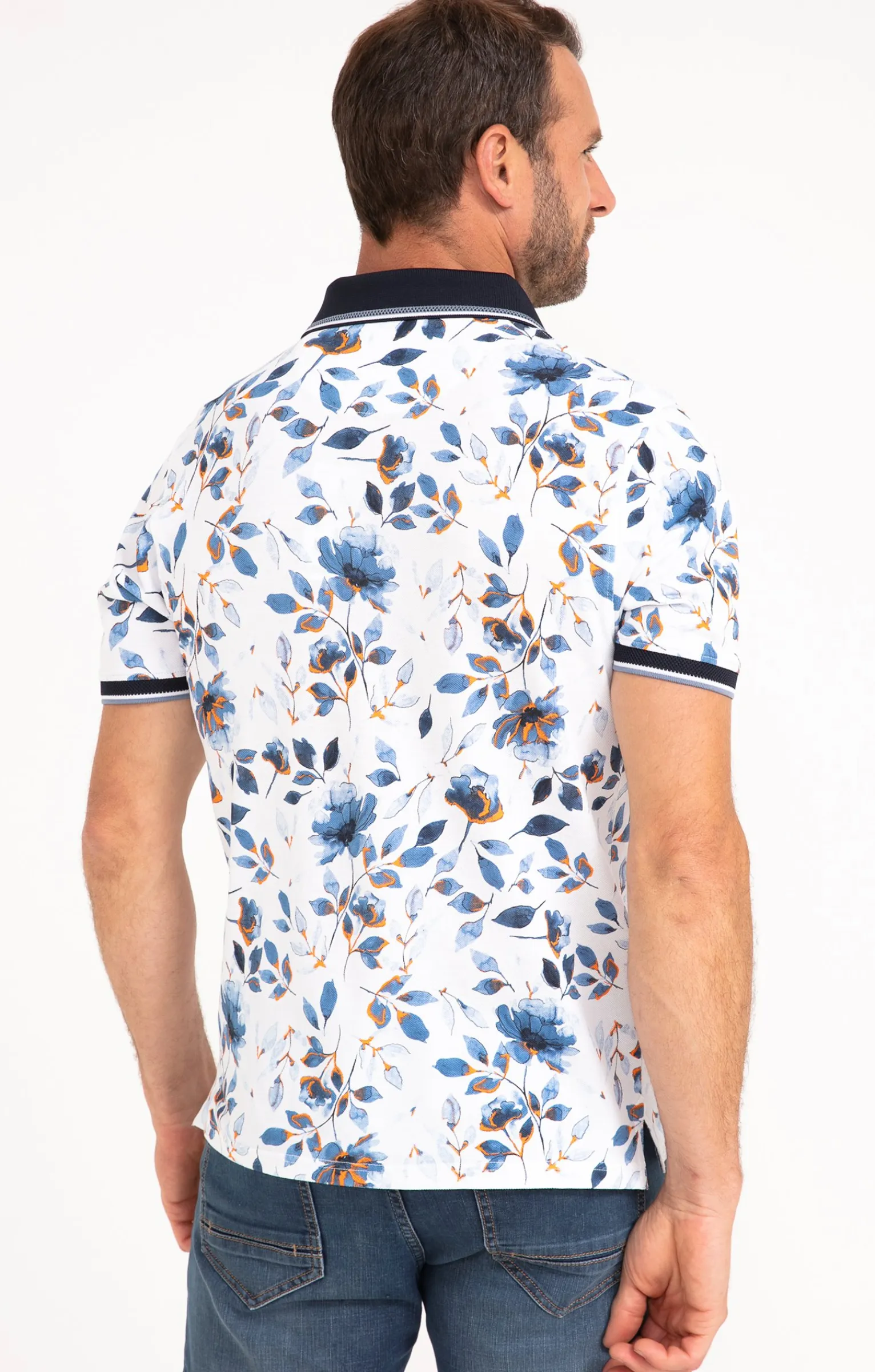 Polos & Tee-shirts<Armand Thiery Polo manches courtes Flower - Blanc