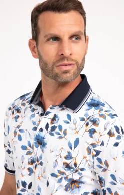 Polos & Tee-shirts<Armand Thiery Polo manches courtes Flower - Blanc
