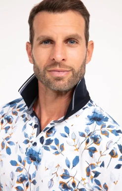 Polos & Tee-shirts<Armand Thiery Polo manches courtes Flower - Blanc