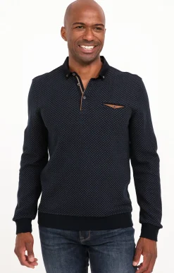 Polos & Tee-shirts<Armand Thiery Polo manches longues Mini Print - Marine