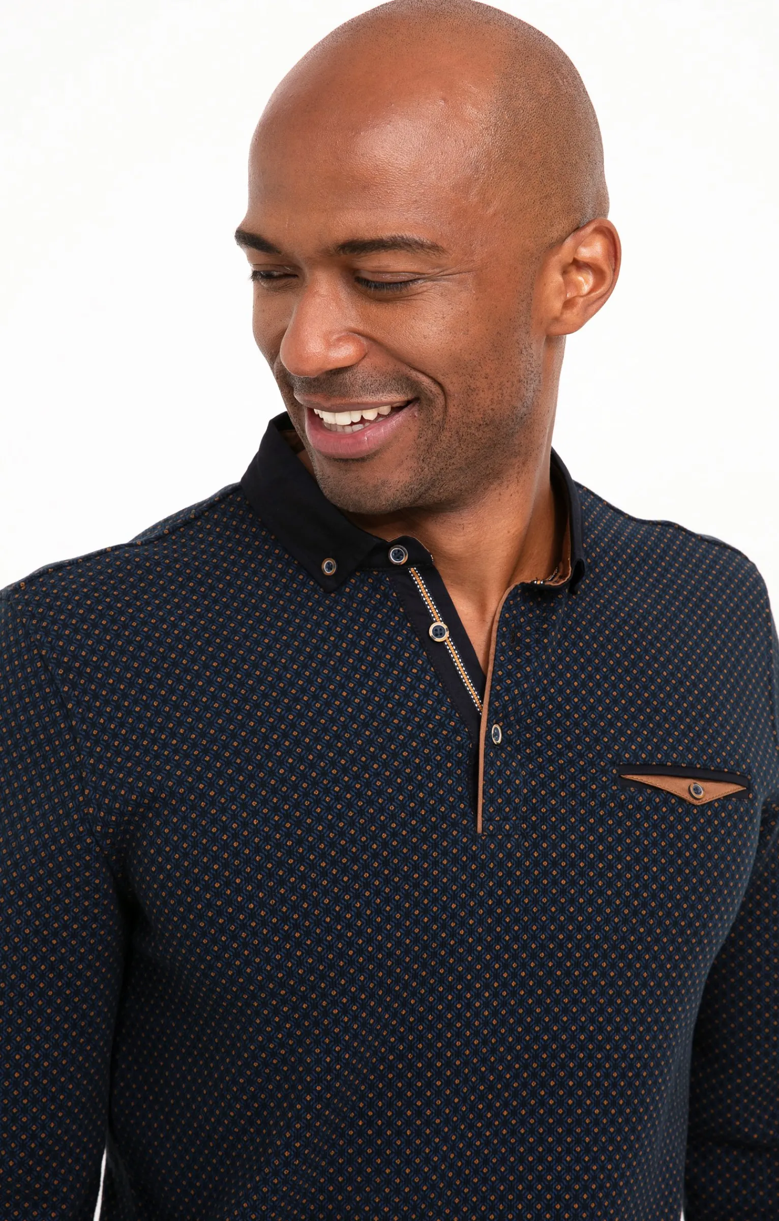 Polos & Tee-shirts<Armand Thiery Polo manches longues Mini Print - Marine