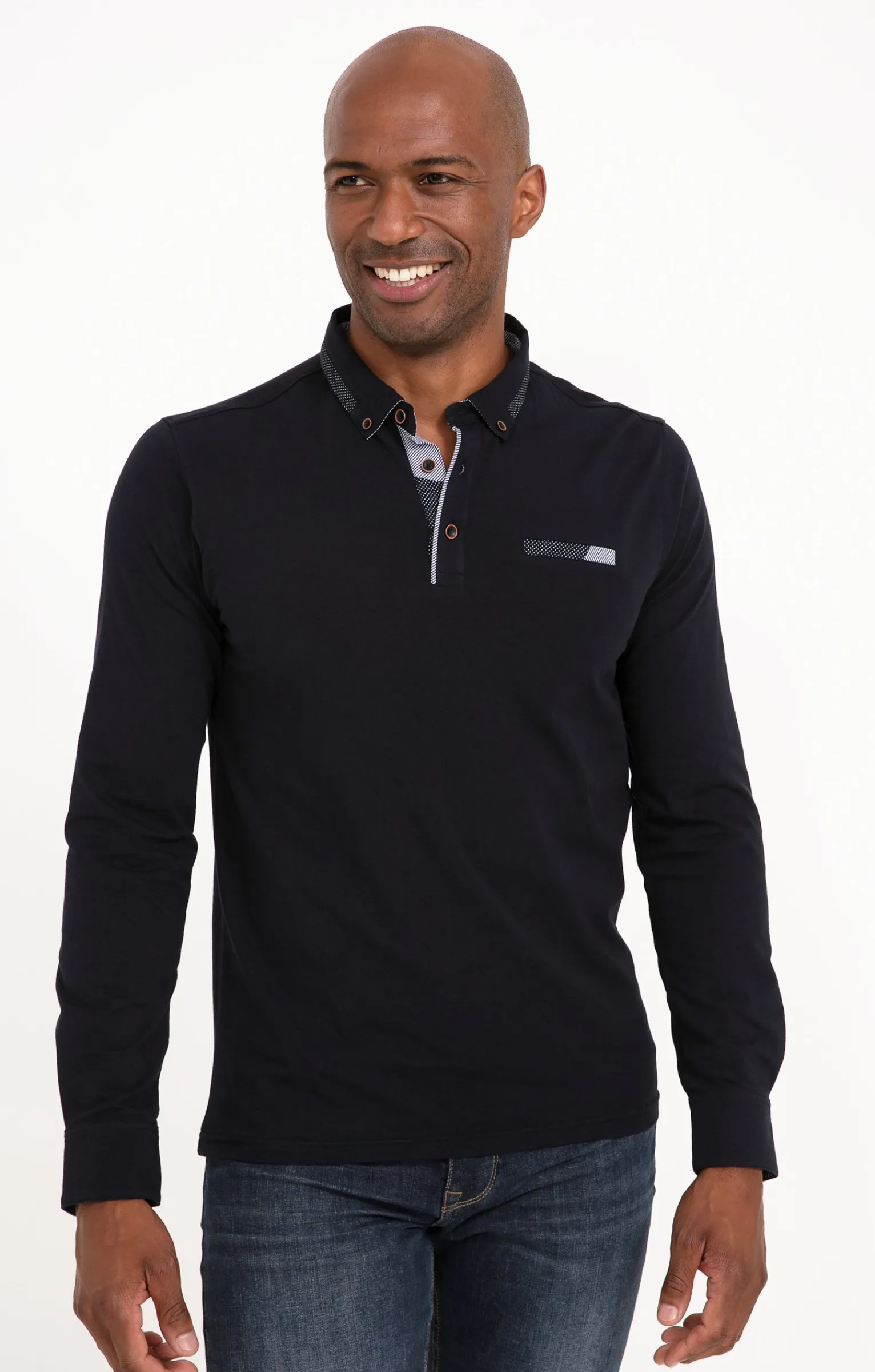 Polos & Tee-shirts<Armand Thiery Polo manches longues New Dot - Marine