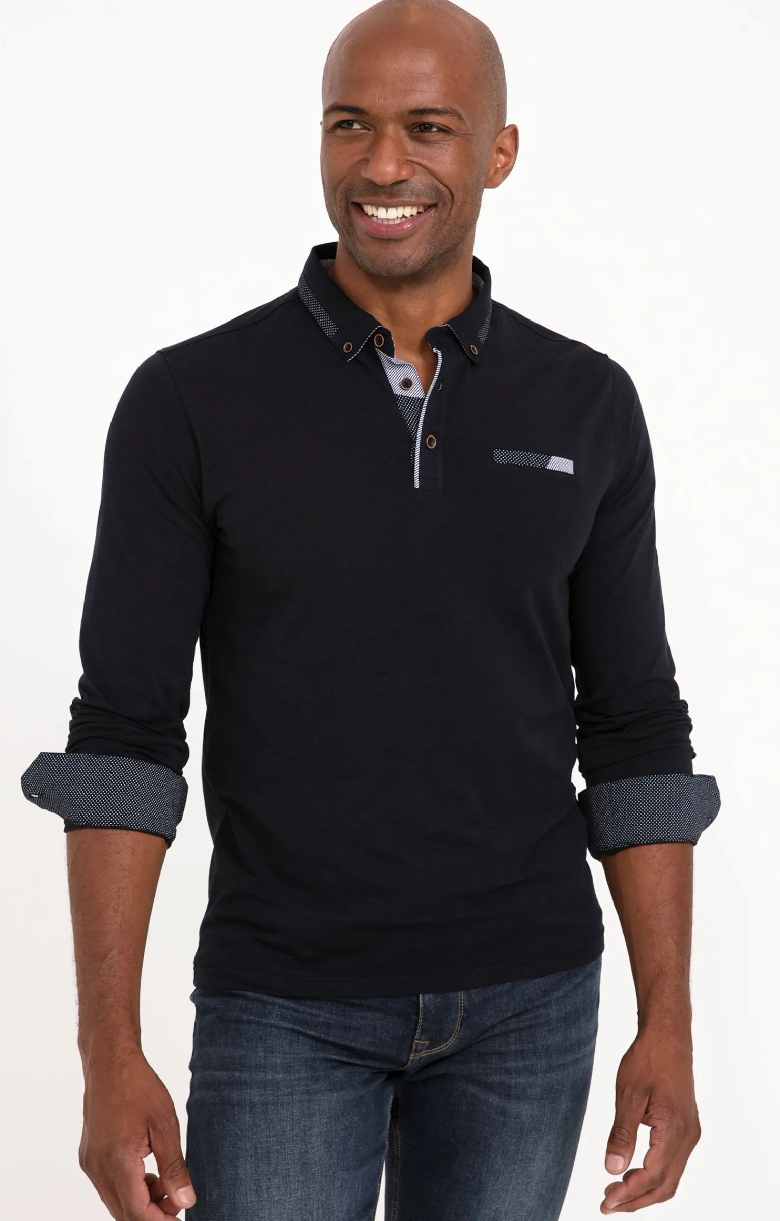 Polos & Tee-shirts<Armand Thiery Polo manches longues New Dot - Marine