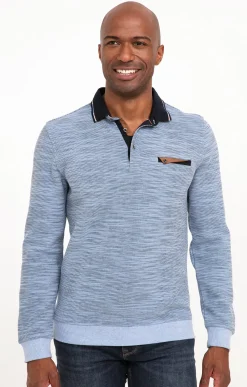 Polos & Tee-shirts<Armand Thiery Polo manches longues Print - Bleuciel