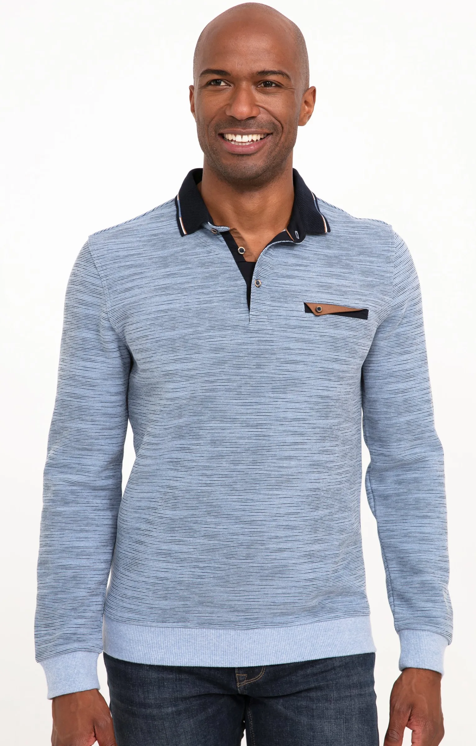 Polos & Tee-shirts<Armand Thiery Polo manches longues Print - Bleuciel