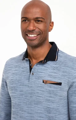 Polos & Tee-shirts<Armand Thiery Polo manches longues Print - Bleuciel