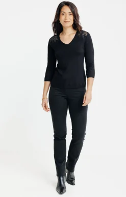 Pulls & Cardigans<Armand Thiery PULL AVEC BRODERIES ET STRASS - Noir