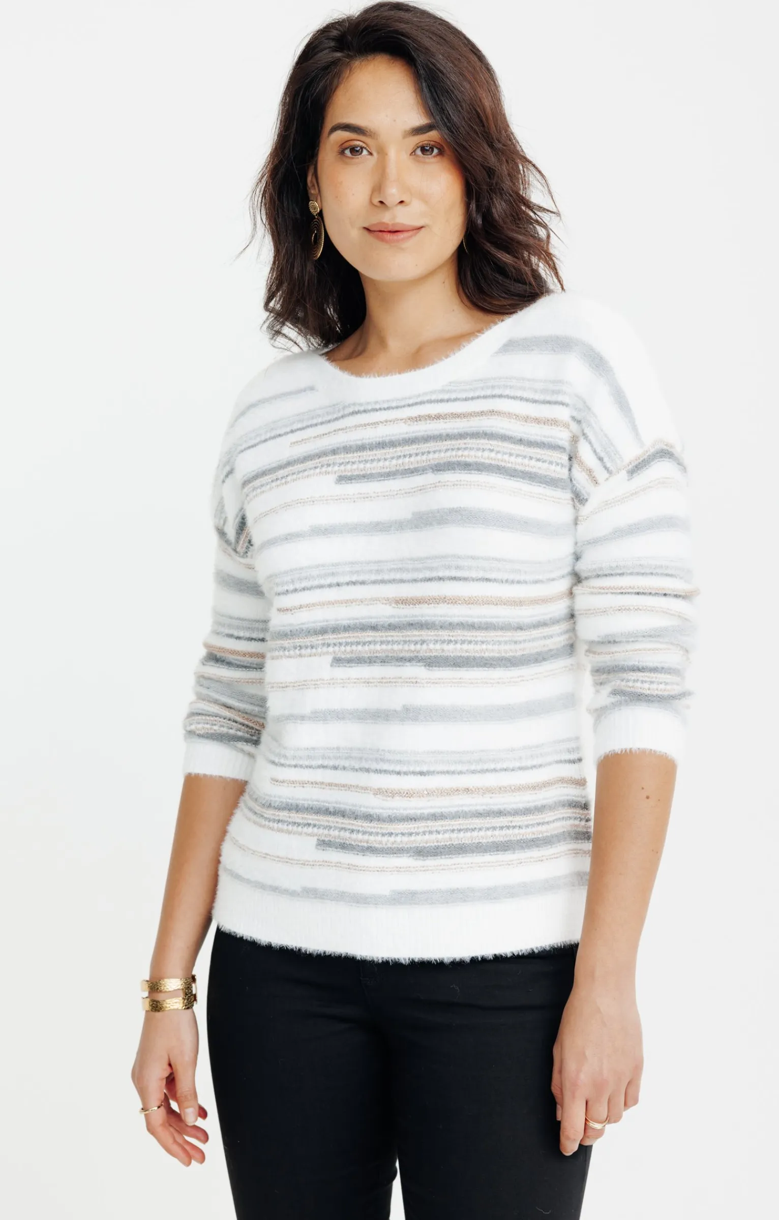 Pulls & Cardigans<Armand Thiery PULL AVEC JEU DE RAYURES - Écru