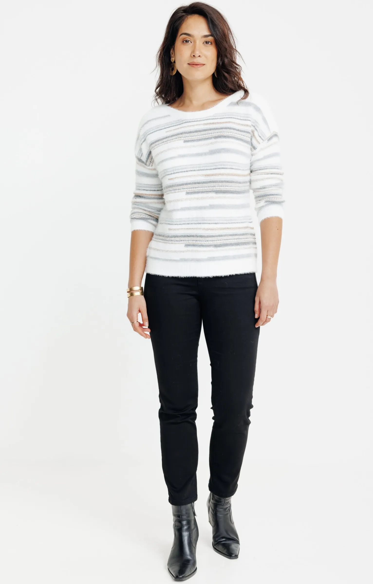 Pulls & Cardigans<Armand Thiery PULL AVEC JEU DE RAYURES - Écru