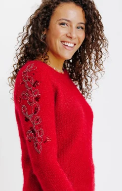 Pulls & Cardigans<Armand Thiery PULL BEADING SUR LES EPAULES - Rouge