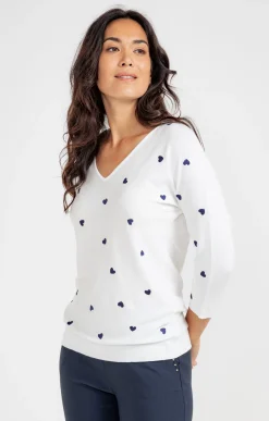 Pulls & Cardigans<Armand Thiery Pull broderie cœur - Écru