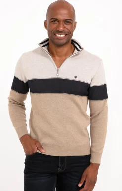 Pulls & Gilets<Armand Thiery Pull col monant rayé - Beige