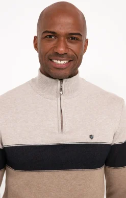 Pulls & Gilets<Armand Thiery Pull col monant rayé - Beige
