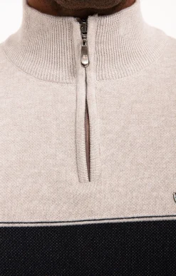 Pulls & Gilets<Armand Thiery Pull col monant rayé - Beige