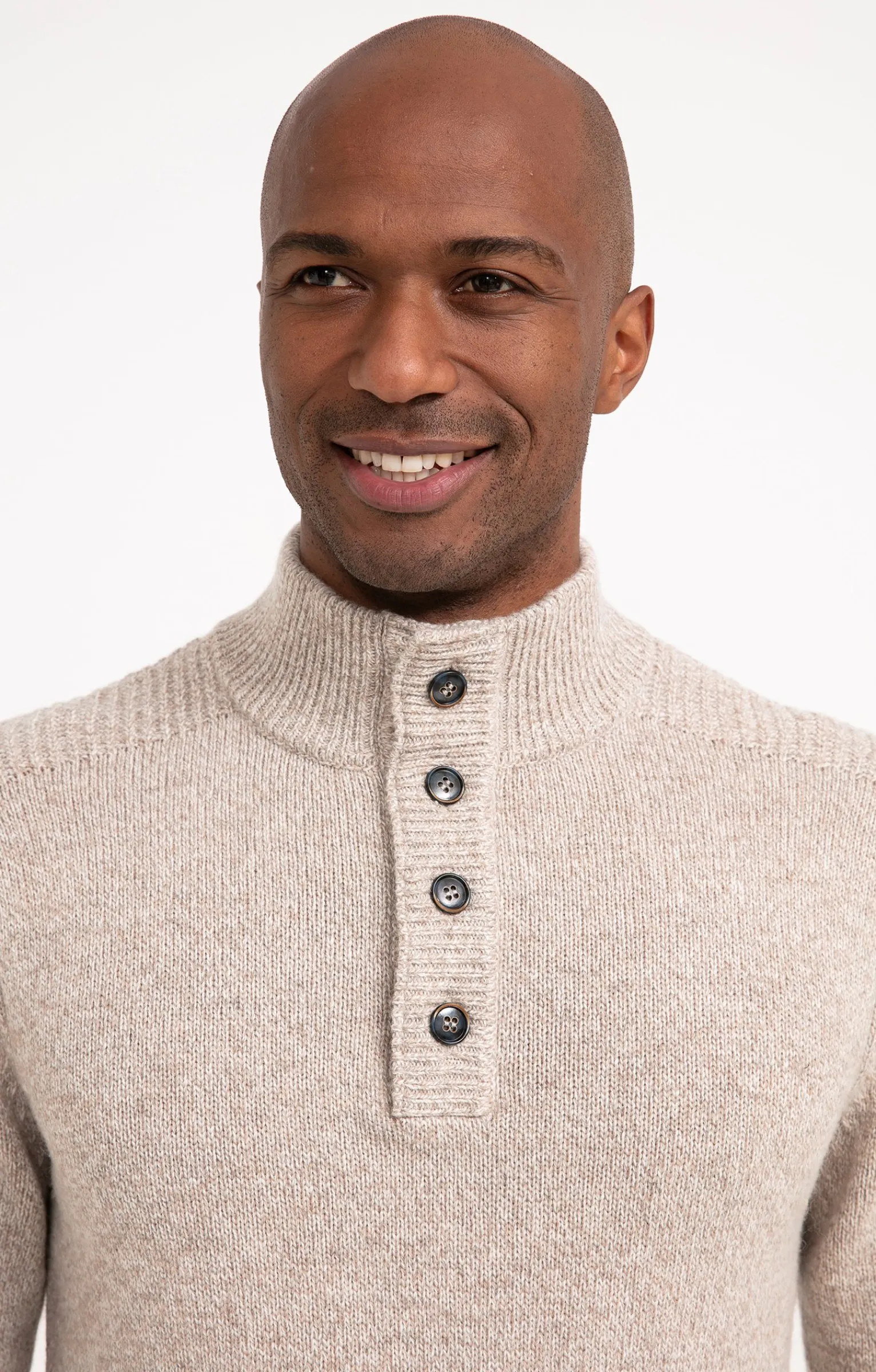 Pulls & Gilets<Armand Thiery Pull col montant boutonné - Beige