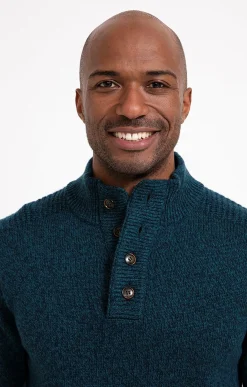 Pulls & Gilets<Armand Thiery Pull col montant boutonné - Pétrole