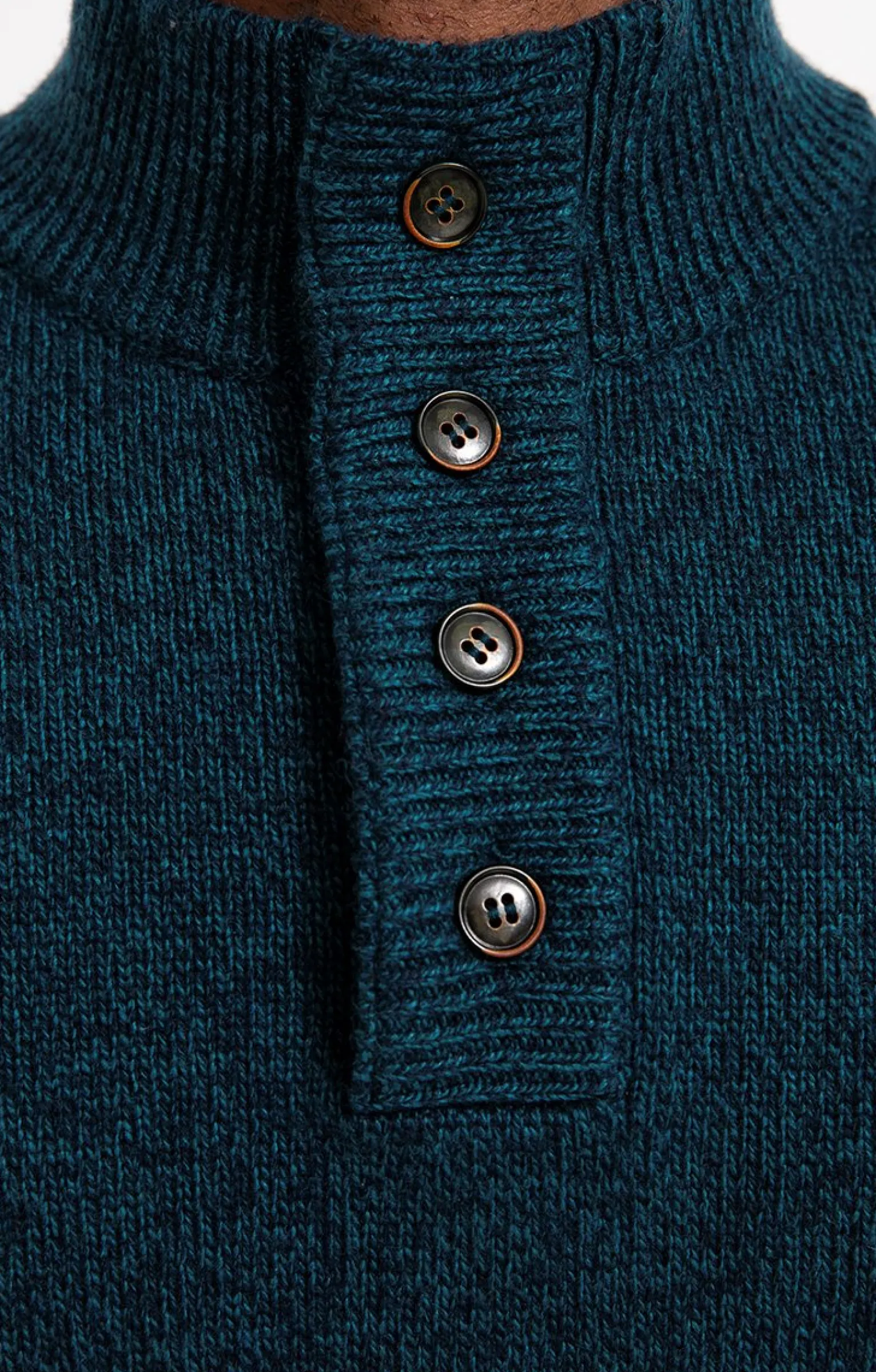 Pulls & Gilets<Armand Thiery Pull col montant boutonné - Pétrole