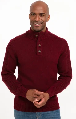 Pulls & Gilets<Armand Thiery Pull col montant boutonné - Bordeaux