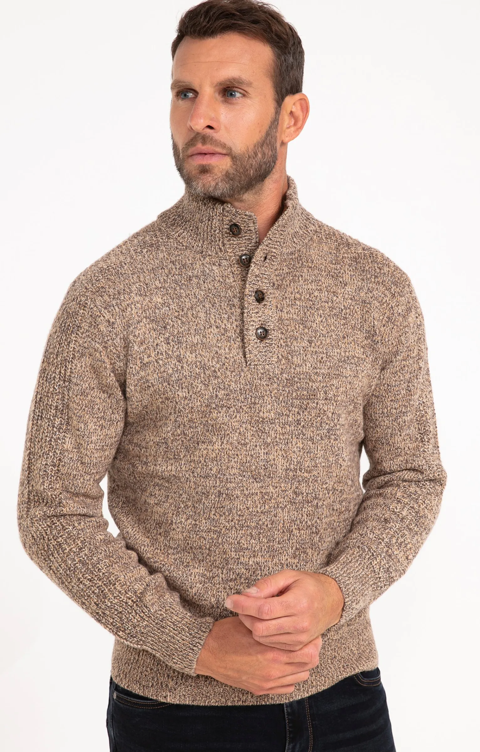 Pulls & Gilets<Armand Thiery Pull col montant boutonné - Camel