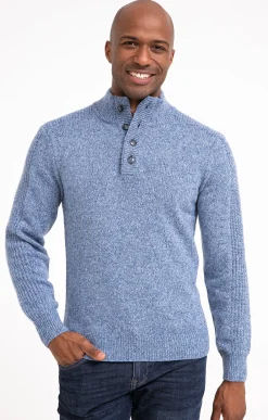 Pulls & Gilets<Armand Thiery Pull col montant boutonné - Bleuciel