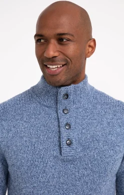 Pulls & Gilets<Armand Thiery Pull col montant boutonné - Bleuciel