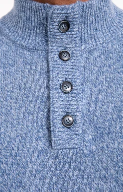 Pulls & Gilets<Armand Thiery Pull col montant boutonné - Bleuciel