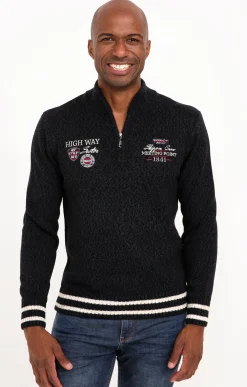 Pulls & Gilets<Armand Thiery Pull col montant brodé - Marine