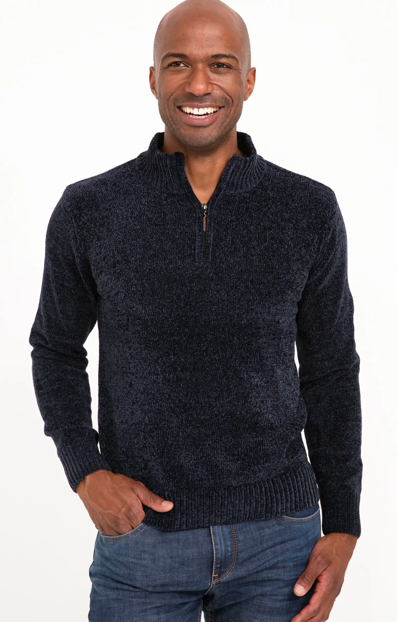 Pulls & Gilets<Armand Thiery Pull col montant chenille - Bleu