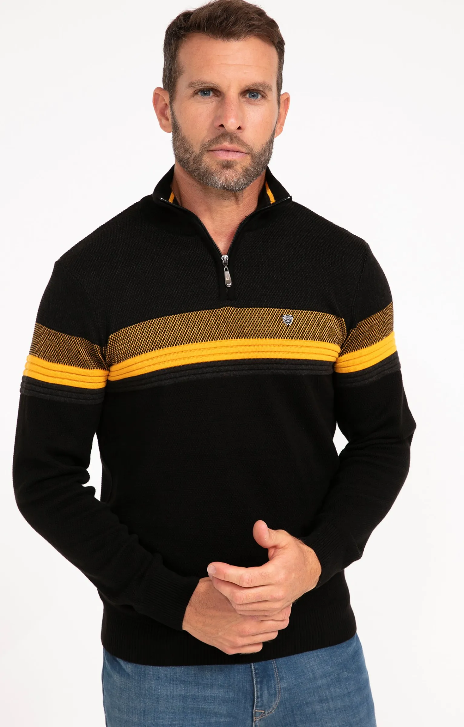 Pulls & Gilets<Armand Thiery Pull col montant rayé - Noir