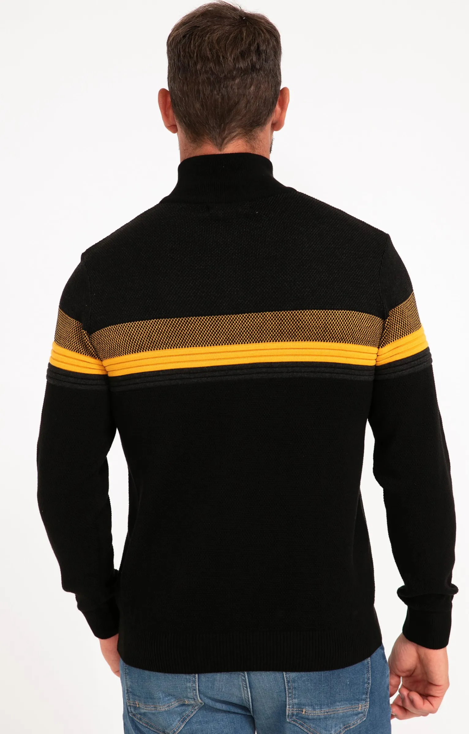 Pulls & Gilets<Armand Thiery Pull col montant rayé - Noir