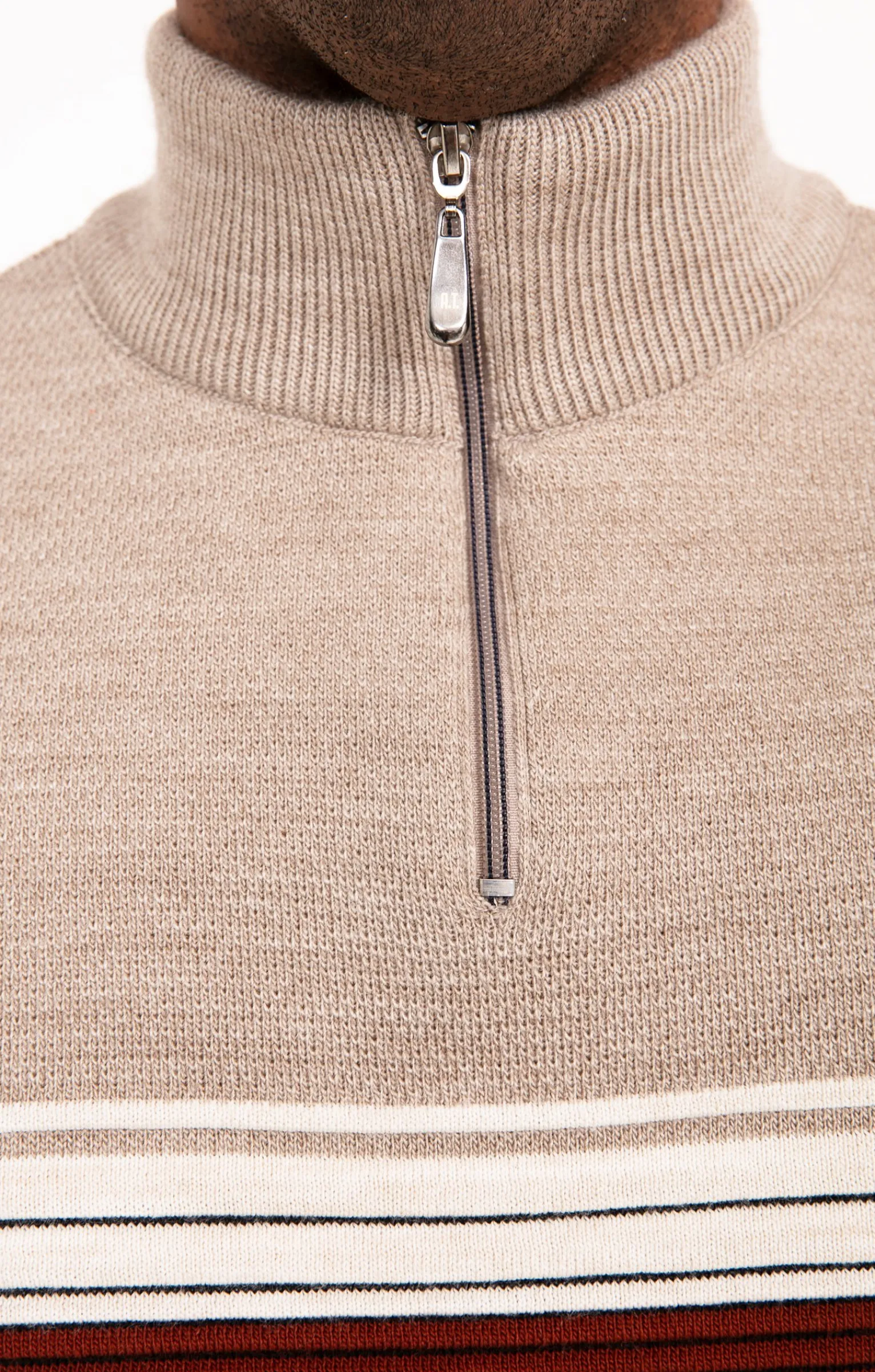 Pulls & Gilets<Armand Thiery Pull col montant rayé - Brique